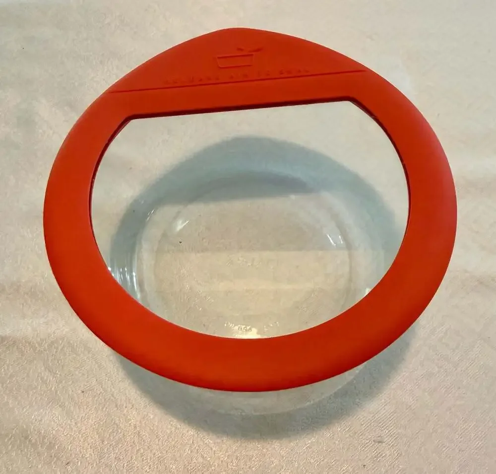 Pyrex Clear Glass Storage Bowl with Red Silicone Lid